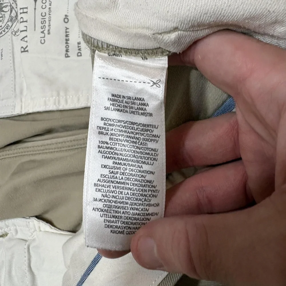 Polo Ralph Lauren Chino Pants Mens 38x34 Beige Polo Chino Classic Twill Cotton